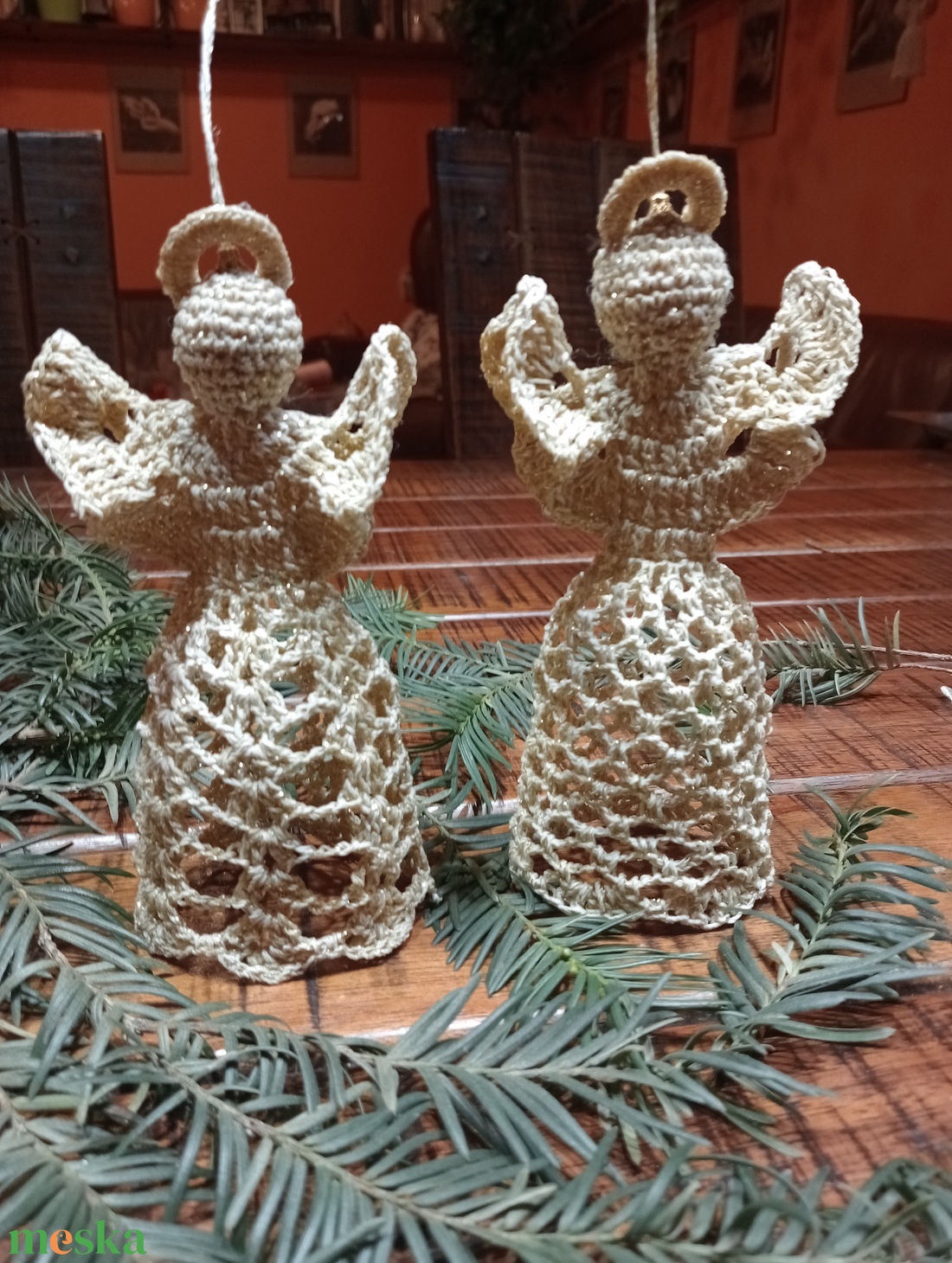 Horgolt angyalka - karácsony - karácsonyi lakásdekoráció - karácsonyfadíszek - Meska.hu
