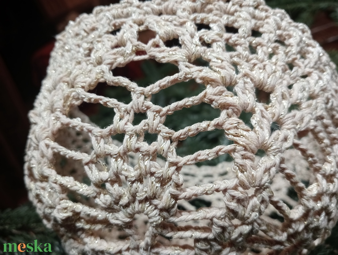 Horgolt kosár - karácsony - karácsonyi lakásdekoráció - ünnepi asztaldekoráció - Meska.hu