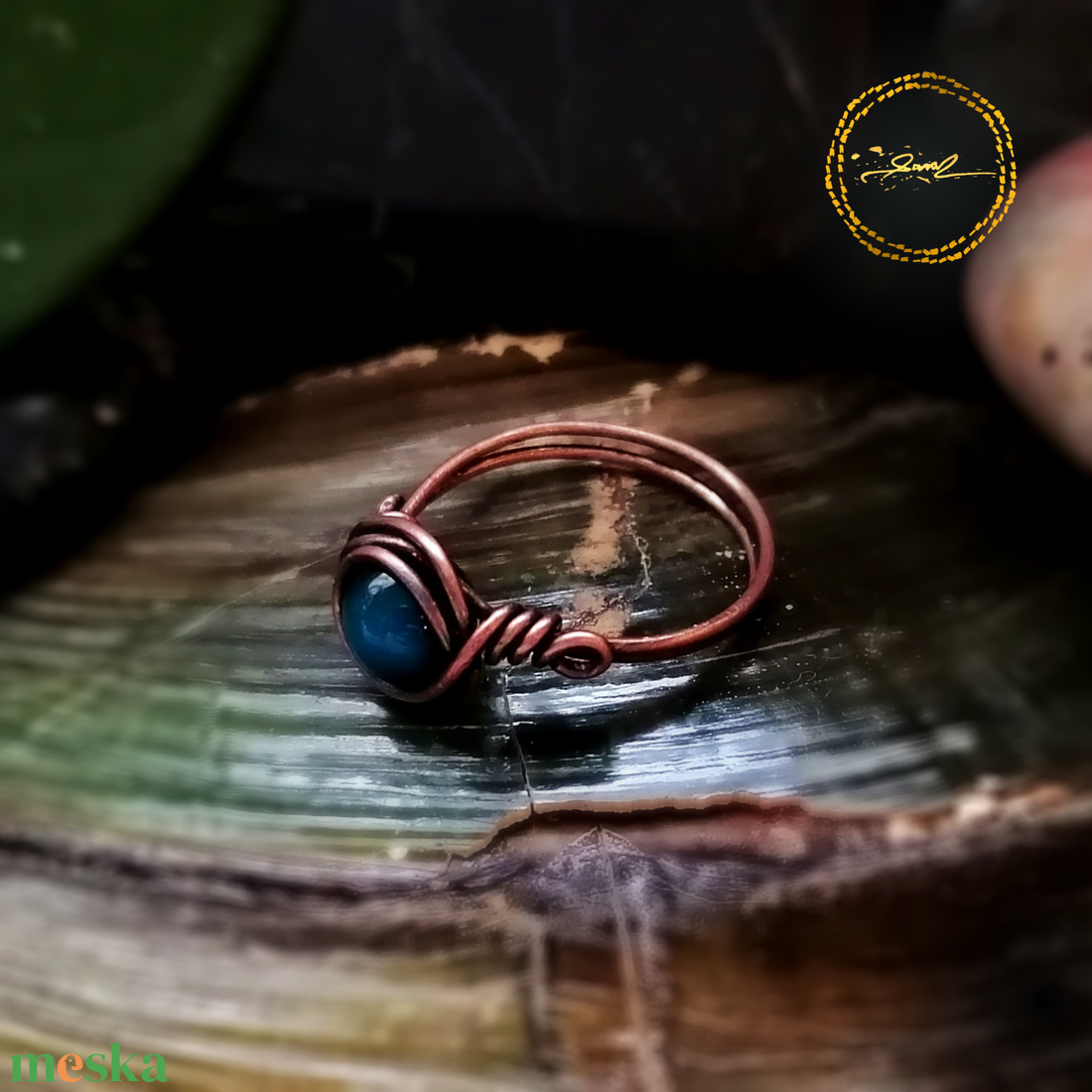 SaraZ // Inner Ember gyűrű színezett tigrisszemmel - ékszer - gyűrű - gyöngyös gyűrű - Meska.hu