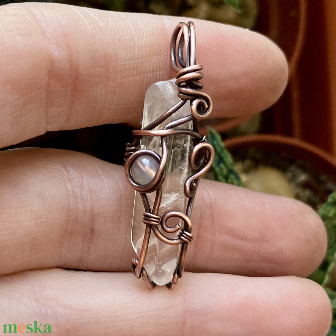 SaraZ // Crystal Ward medál szürke acháttal és választható lánccal - ékszer - nyaklánc - medál - Meska.hu