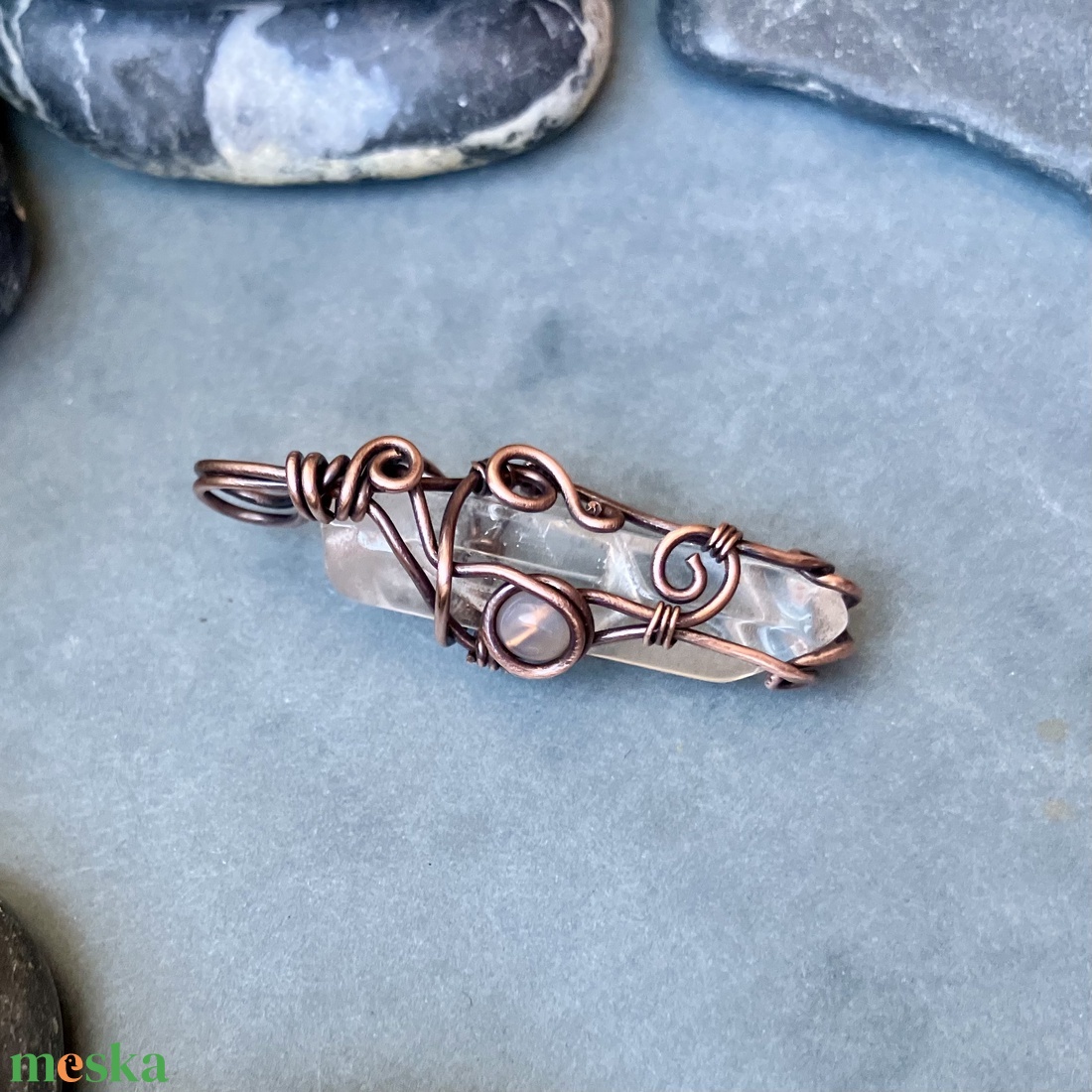 SaraZ // Crystal Ward medál szürke acháttal és választható lánccal - ékszer - nyaklánc - medál - Meska.hu