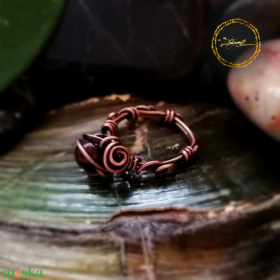 SaraZ // Earthbound Sigil gyűrű bikaszemmel - ékszer - gyűrű - fonódó gyűrű - Meska.hu