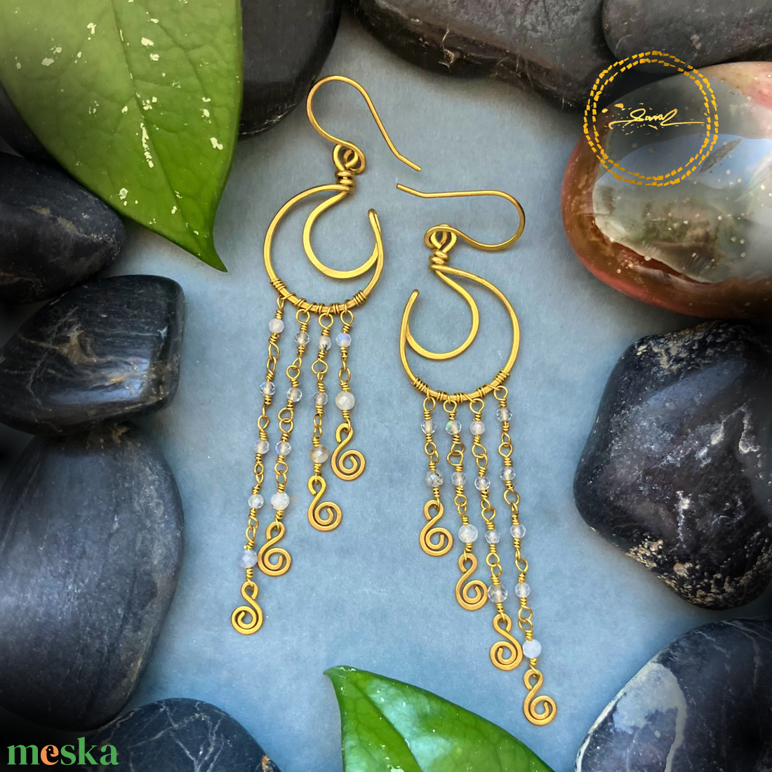 SaraZ // Lunar Circle csillár fülbevaló - ékszer - fülbevaló - csillár fülbevaló - Meska.hu