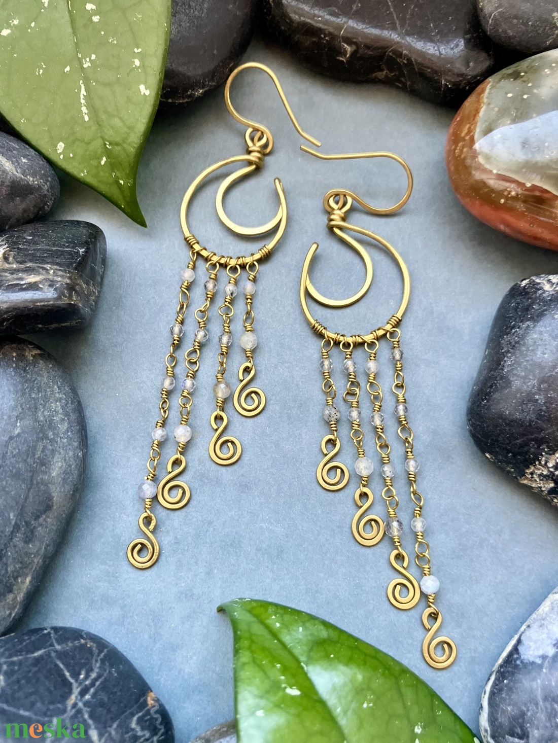 SaraZ // Lunar Circle csillár fülbevaló - ékszer - fülbevaló - csillár fülbevaló - Meska.hu