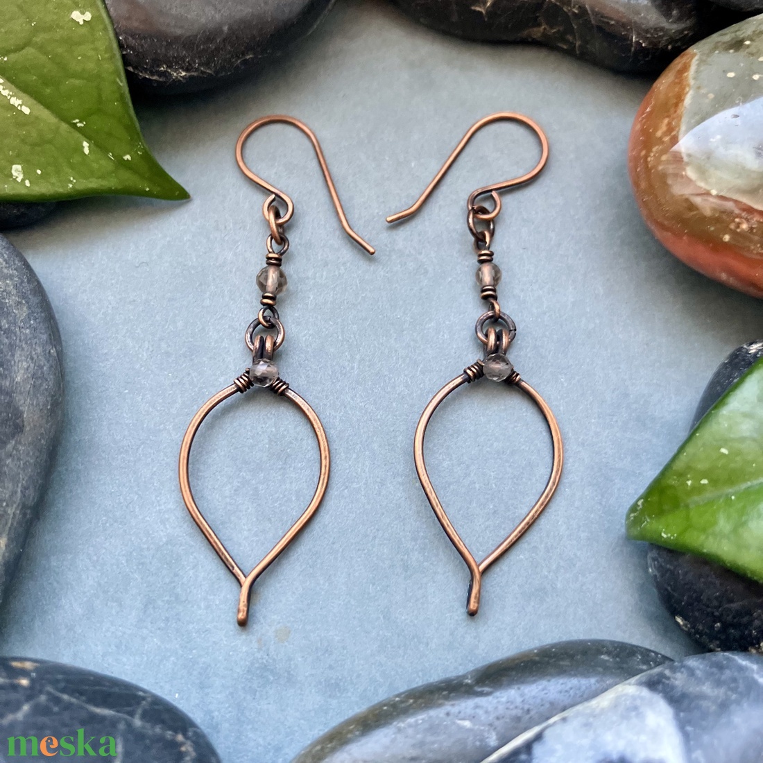 SaraZ // Forest Drop fülbevaló füstkvarccal - ékszer - fülbevaló - lógó fülbevaló - Meska.hu