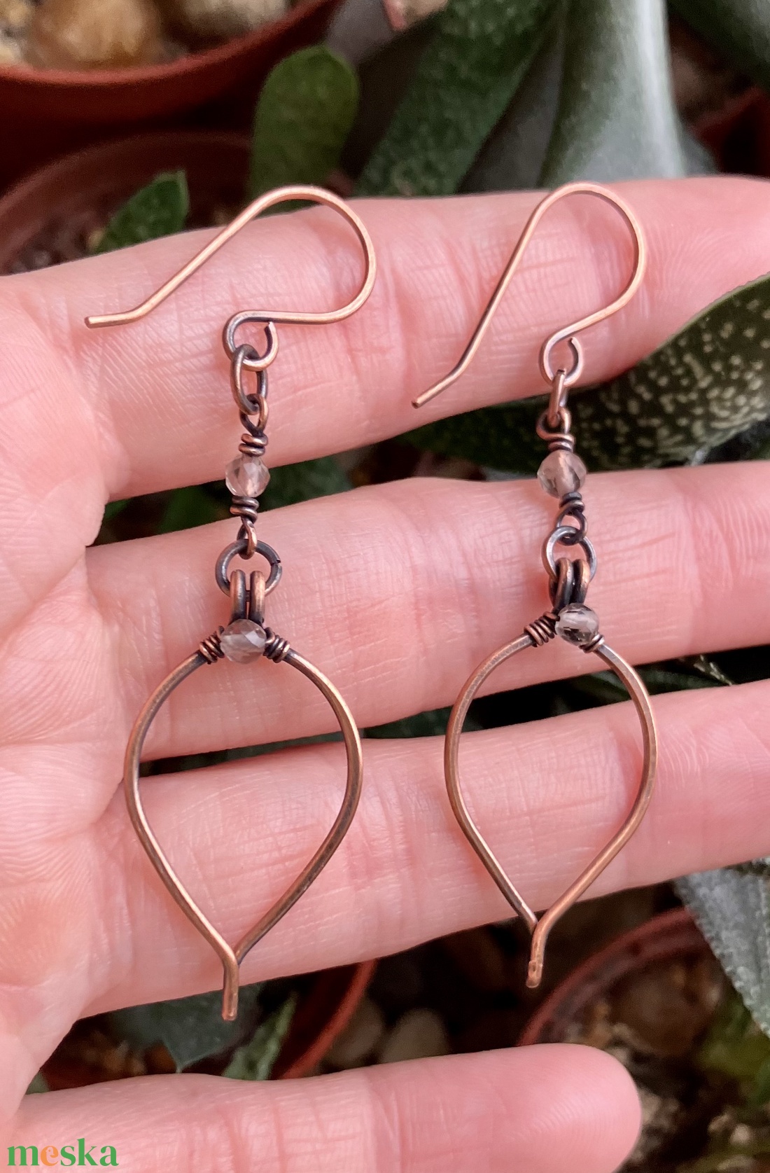 SaraZ // Forest Drop fülbevaló füstkvarccal - ékszer - fülbevaló - lógó fülbevaló - Meska.hu