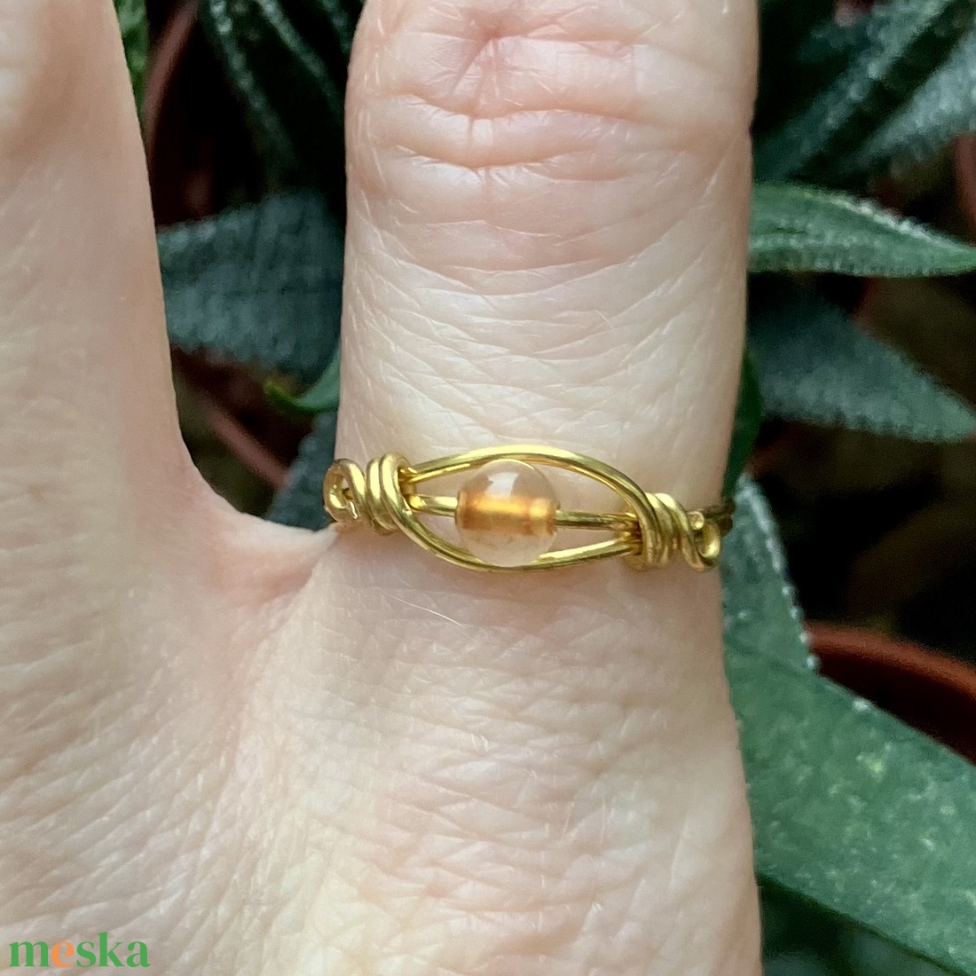 SaraZ // Inner Ember gyűrű páva acháttal - ékszer - gyűrű - gyöngyös gyűrű - Meska.hu