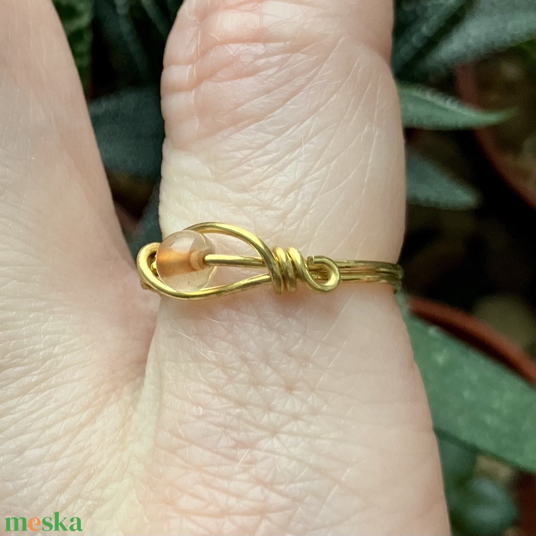 SaraZ // Inner Ember gyűrű páva acháttal - ékszer - gyűrű - gyöngyös gyűrű - Meska.hu