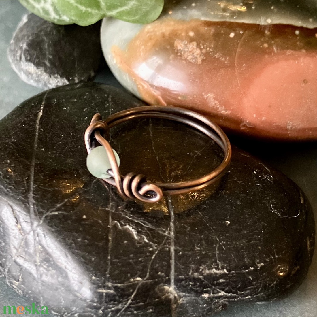 SaraZ // Inner Ember gyűrű aventurinnal - ékszer - gyűrű - gyöngyös gyűrű - Meska.hu