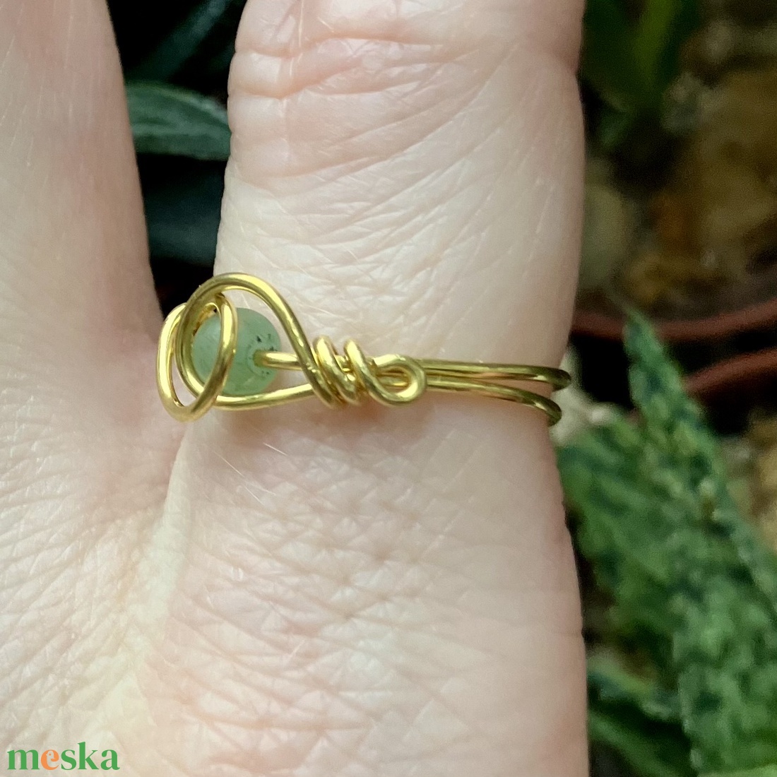 SaraZ // Forest Drop gyűrű aventurinnal - ékszer - gyűrű - gyöngyös gyűrű - Meska.hu