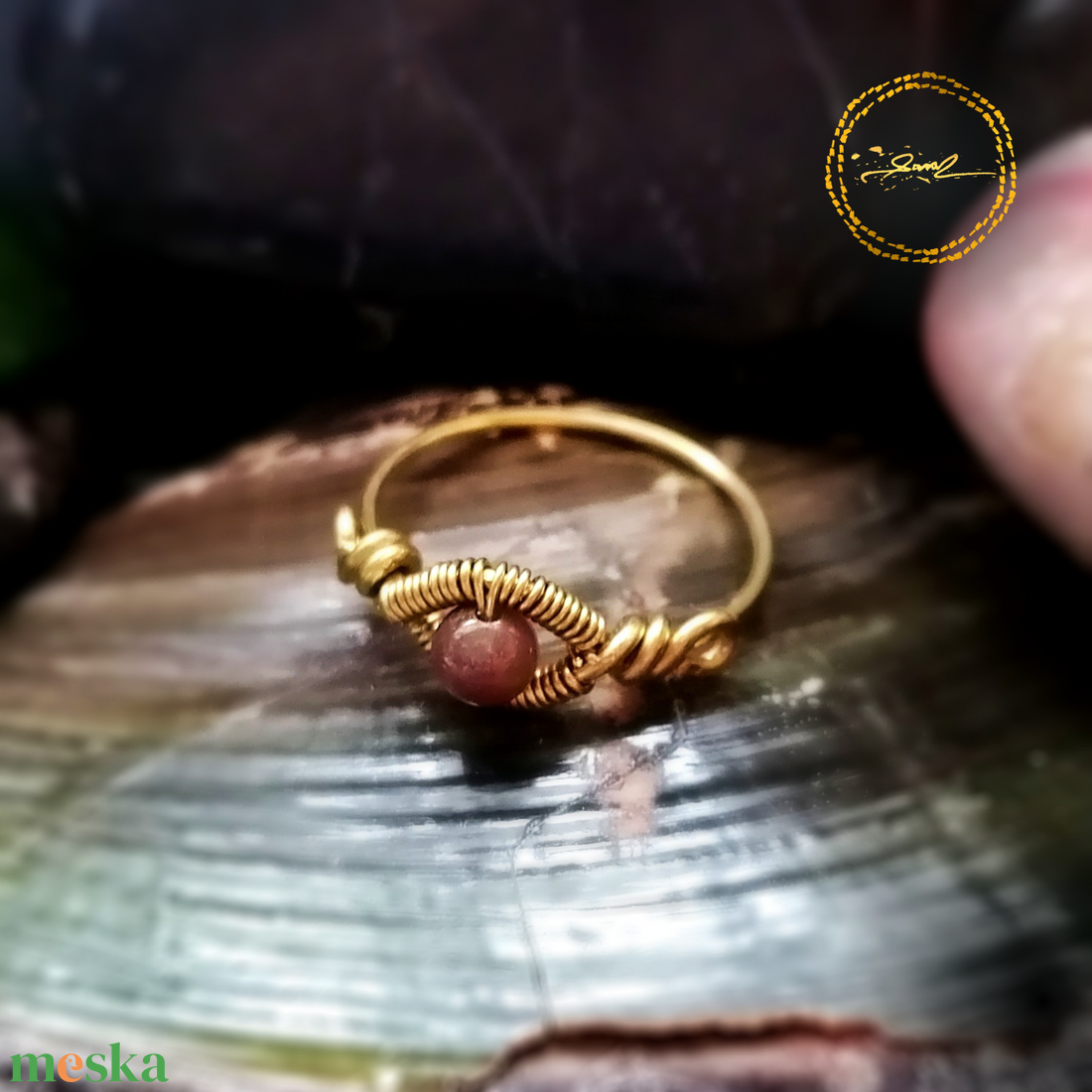 SaraZ // Inner Gaze gyűrű indiai acháttal - ékszer - gyűrű - gyöngyös gyűrű - Meska.hu