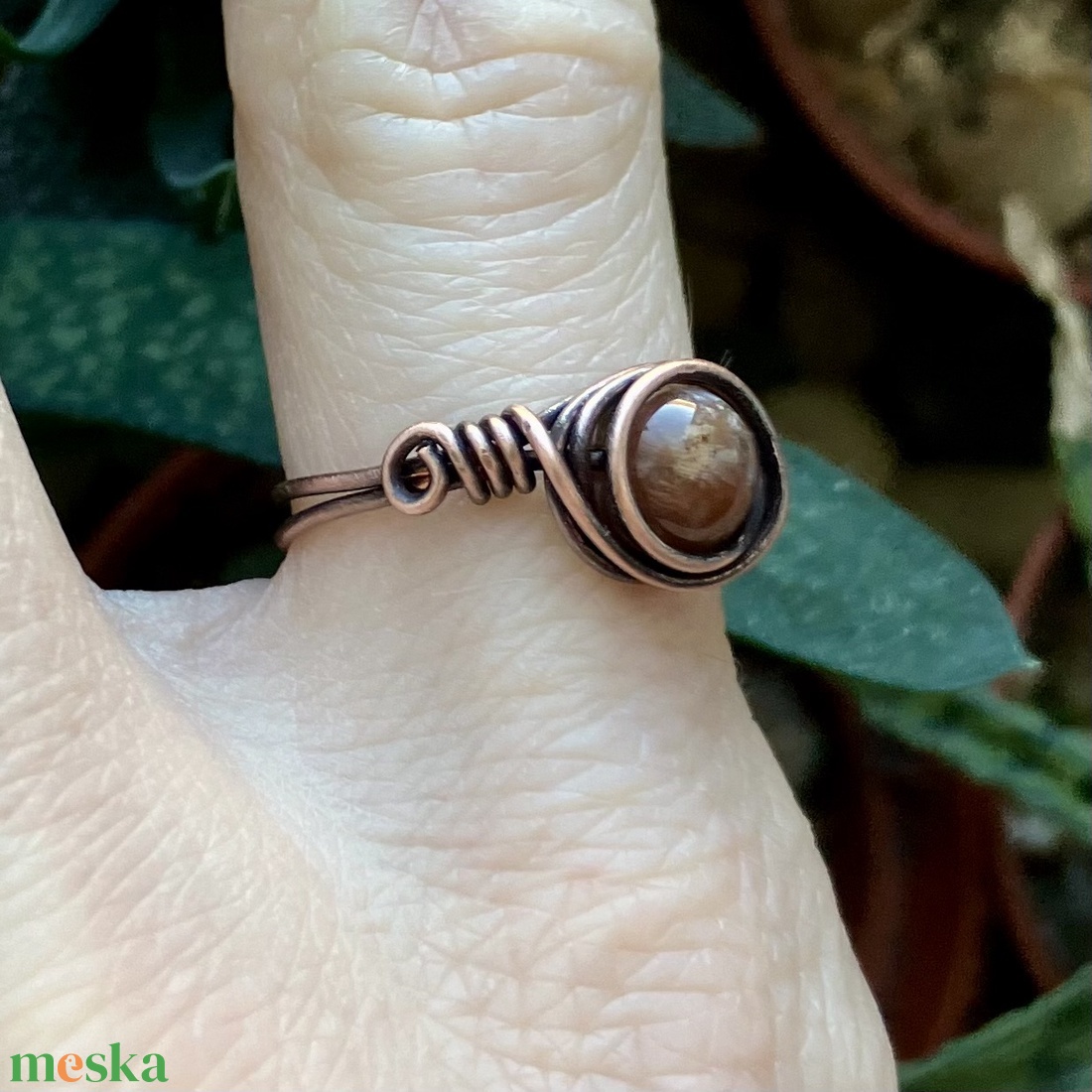SaraZ // Inner Ember gyűrű indiai acháttal - ékszer - gyűrű - gyöngyös gyűrű - Meska.hu