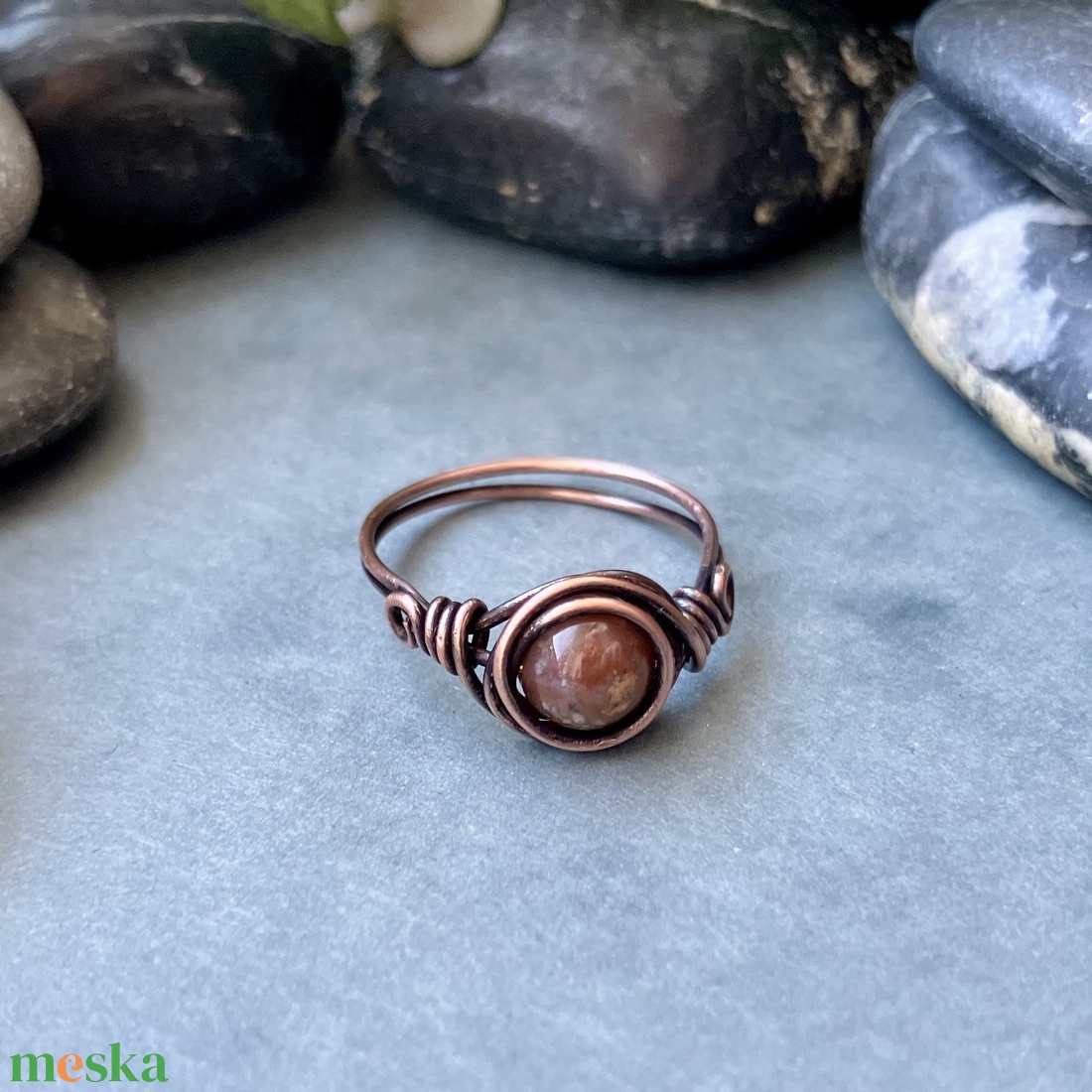 SaraZ // Inner Ember gyűrű indiai acháttal - ékszer - gyűrű - gyöngyös gyűrű - Meska.hu