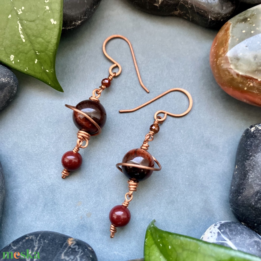 SaraZ // Planet Bloom fülbevaló bikaszemmel - ékszer - fülbevaló - lógó fülbevaló - Meska.hu