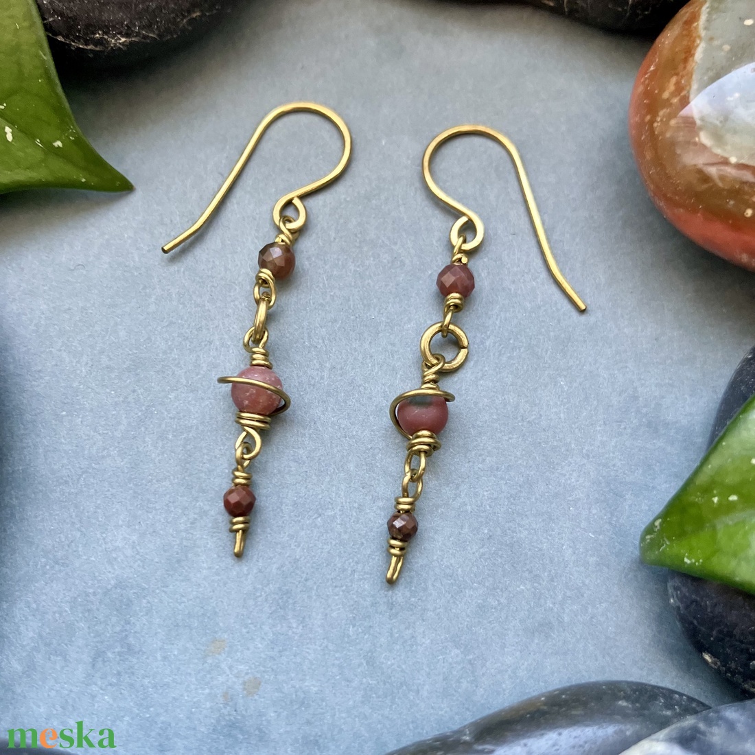 SaraZ // Planet Bloom fülbevaló indiai acháttal - ékszer - fülbevaló - lógó fülbevaló - Meska.hu