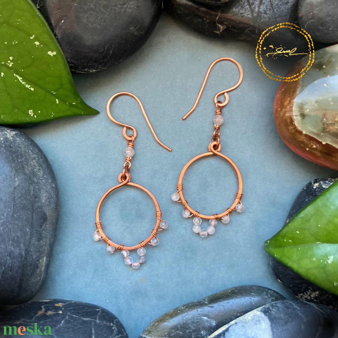 SaraZ // Desert Bloom fülbevaló labradorittal - ékszer - fülbevaló - lógó fülbevaló - Meska.hu