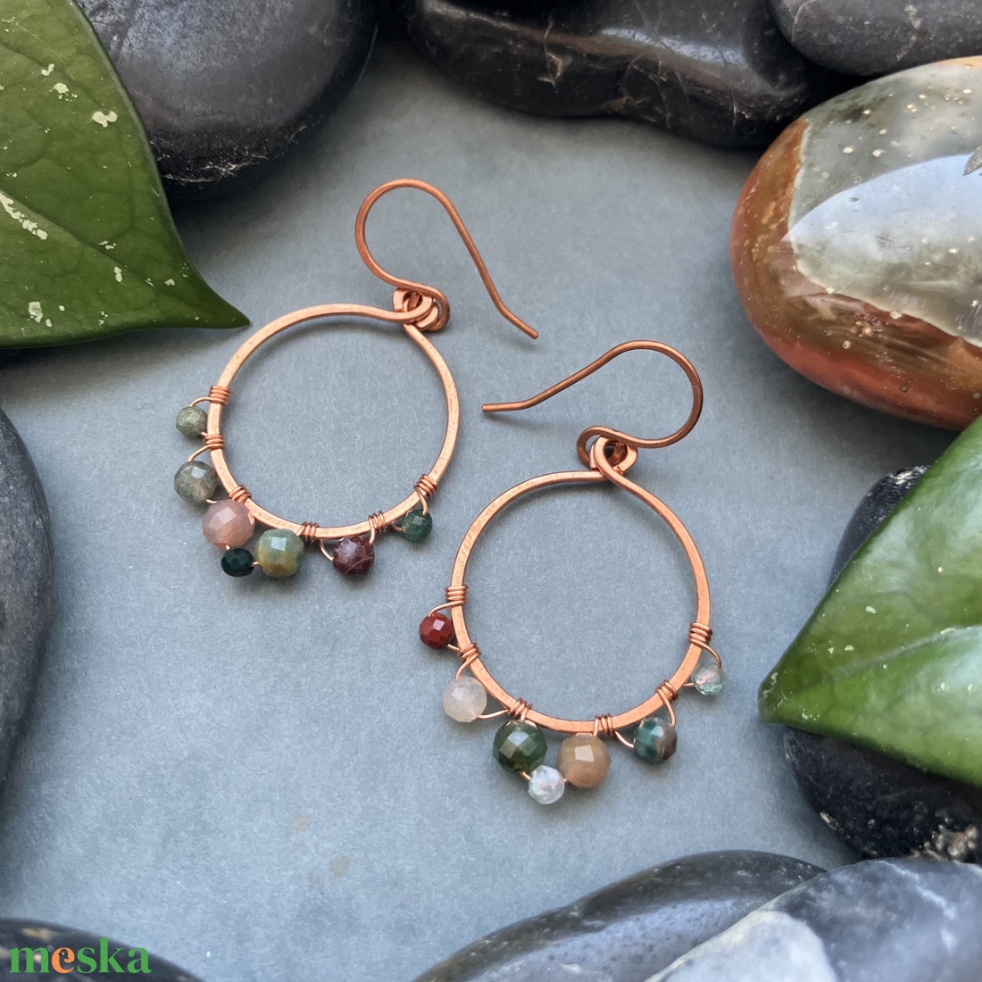 SaraZ // Desert Bloom fülbevaló indiai acháttal - ékszer - fülbevaló - lógó fülbevaló - Meska.hu