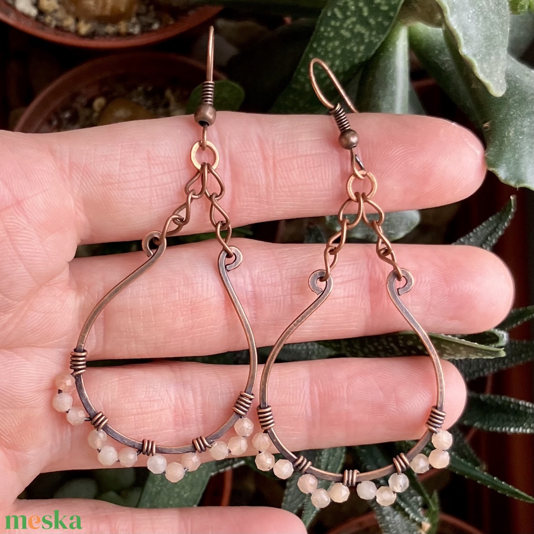 SaraZ // Desert Bloom fülbevaló napkővel - ékszer - fülbevaló - lógó fülbevaló - Meska.hu