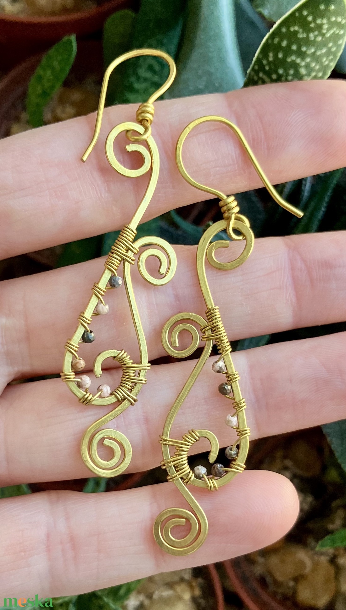 SaraZ // Desert Bloom fülbevaló rodokrozit - ékszer - fülbevaló - lógó fülbevaló - Meska.hu