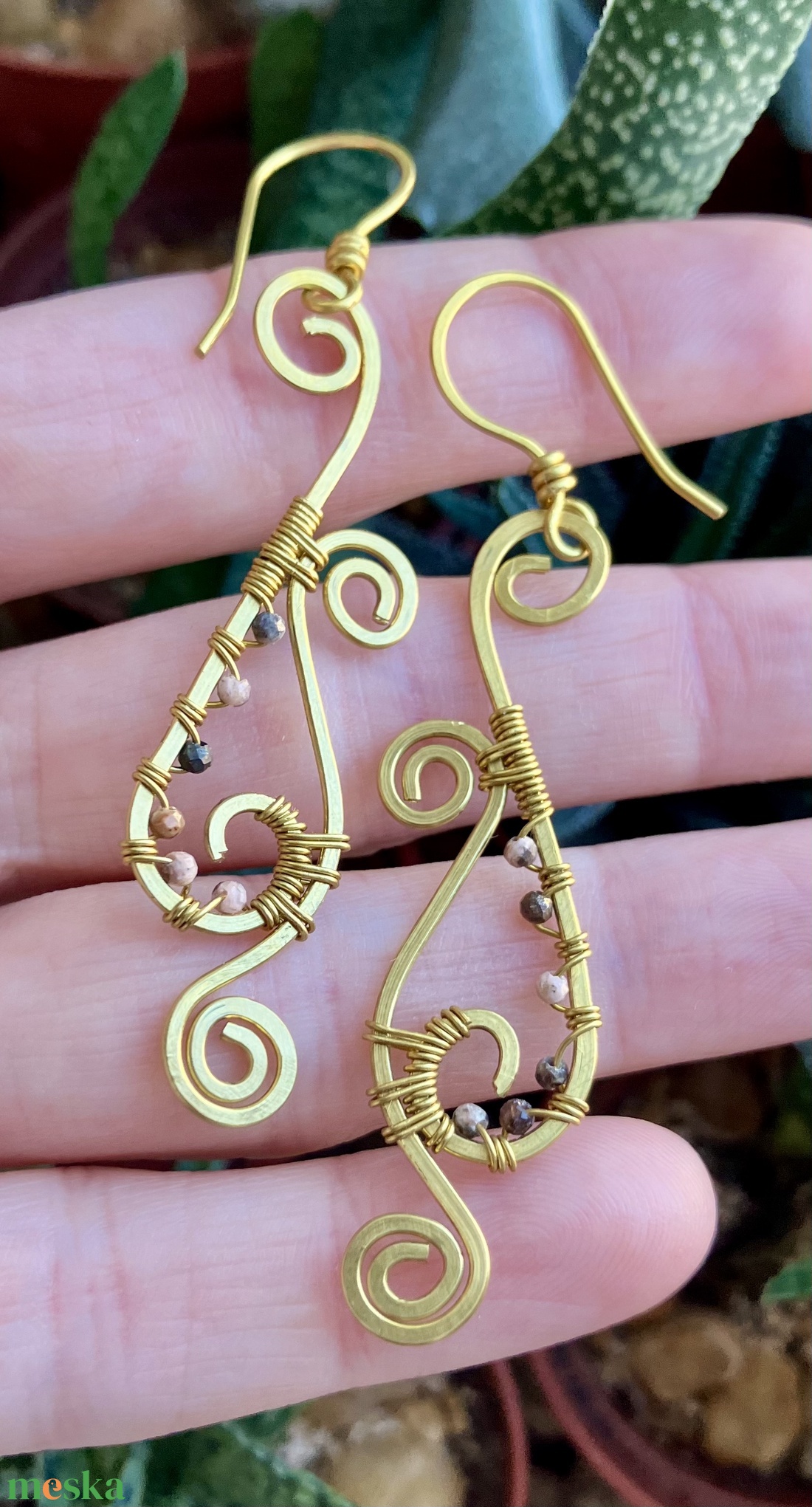 SaraZ // Desert Bloom fülbevaló rodokrozit - ékszer - fülbevaló - lógó fülbevaló - Meska.hu