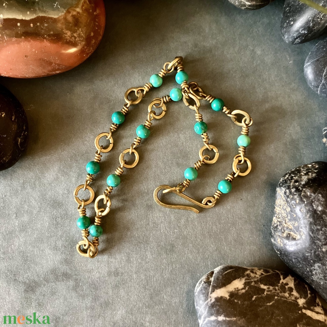 SaraZ // Desert Bloom bokalánc türkizzel - ékszer - lábdísz és testékszer - bokalánc - Meska.hu