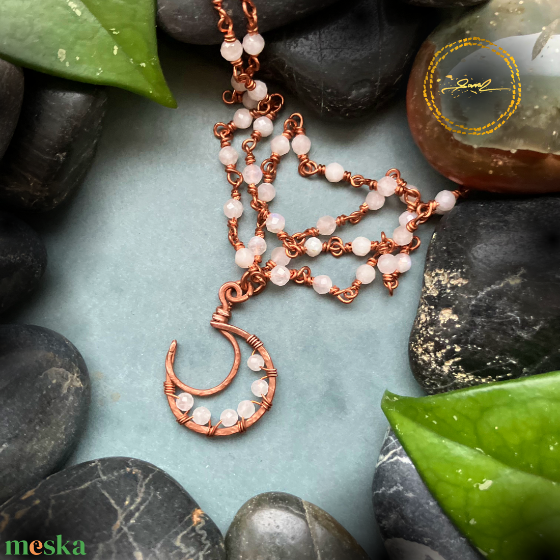 SaraZ // Lunar Circle nyaklánc holdkővel - ékszer - nyaklánc - medálos nyaklánc - Meska.hu