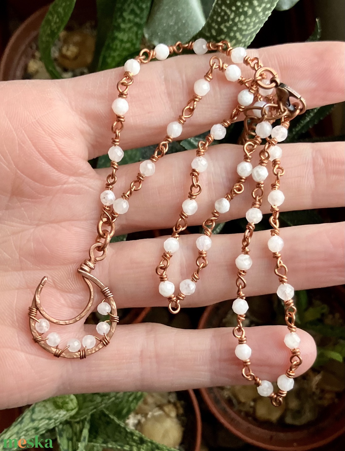 SaraZ // Lunar Circle nyaklánc holdkővel - ékszer - nyaklánc - medálos nyaklánc - Meska.hu