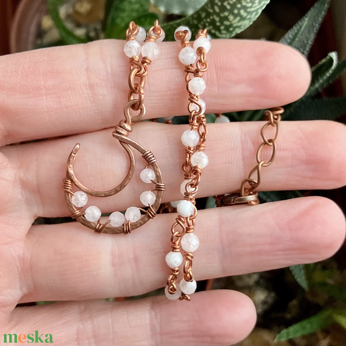 SaraZ // Lunar Circle nyaklánc holdkővel - ékszer - nyaklánc - medálos nyaklánc - Meska.hu