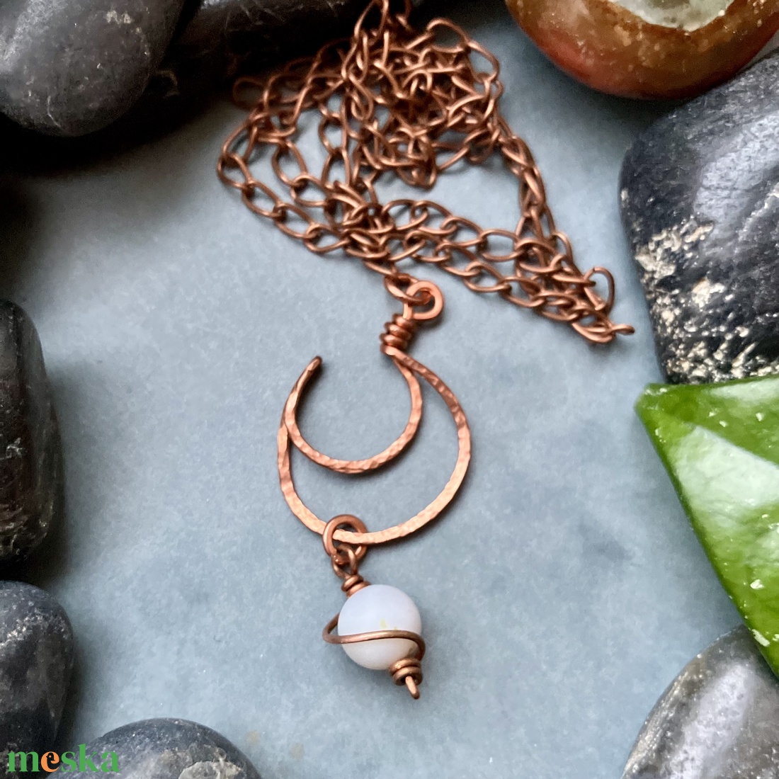 SaraZ // Lunar Circle nyaklánc amazonittal - ékszer - nyaklánc - medálos nyaklánc - Meska.hu