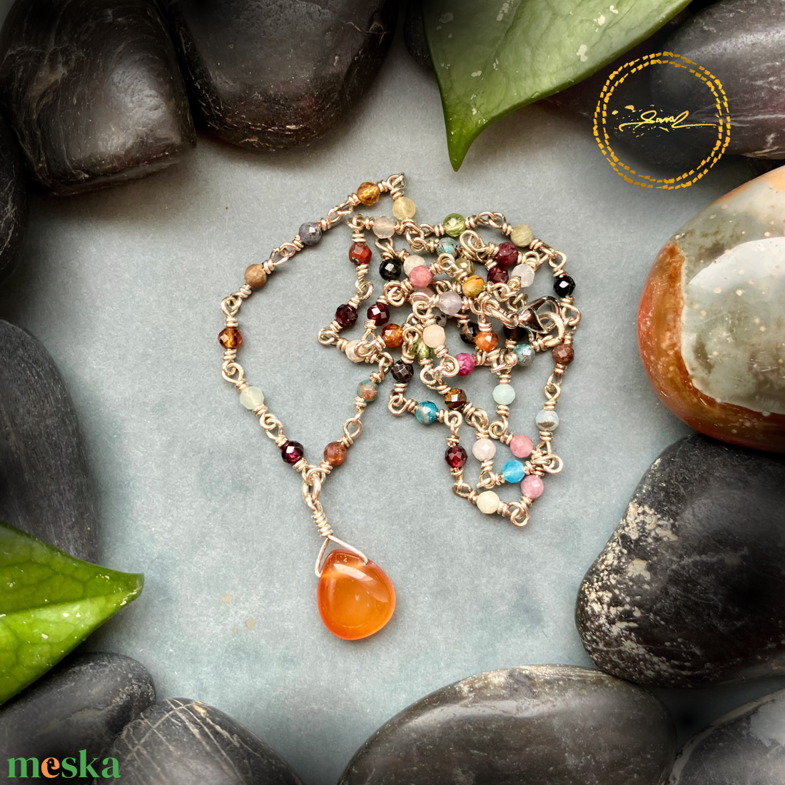 SaraZ // Desert Bloom nyaklánc karneollal - ékszer - nyaklánc - medálos nyaklánc - Meska.hu