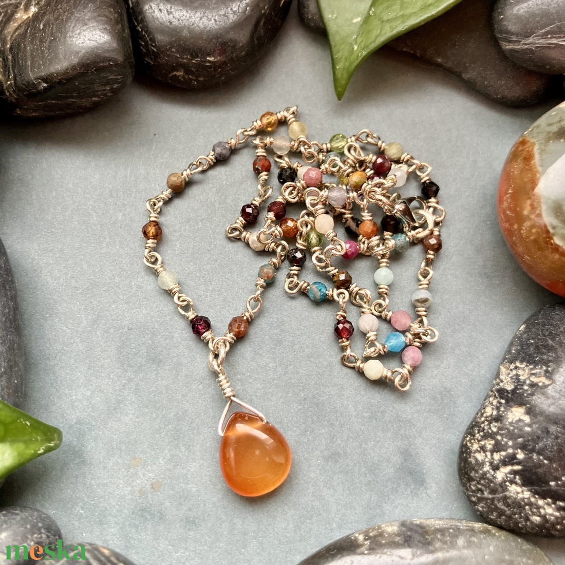 SaraZ // Desert Bloom nyaklánc karneollal - ékszer - nyaklánc - medálos nyaklánc - Meska.hu