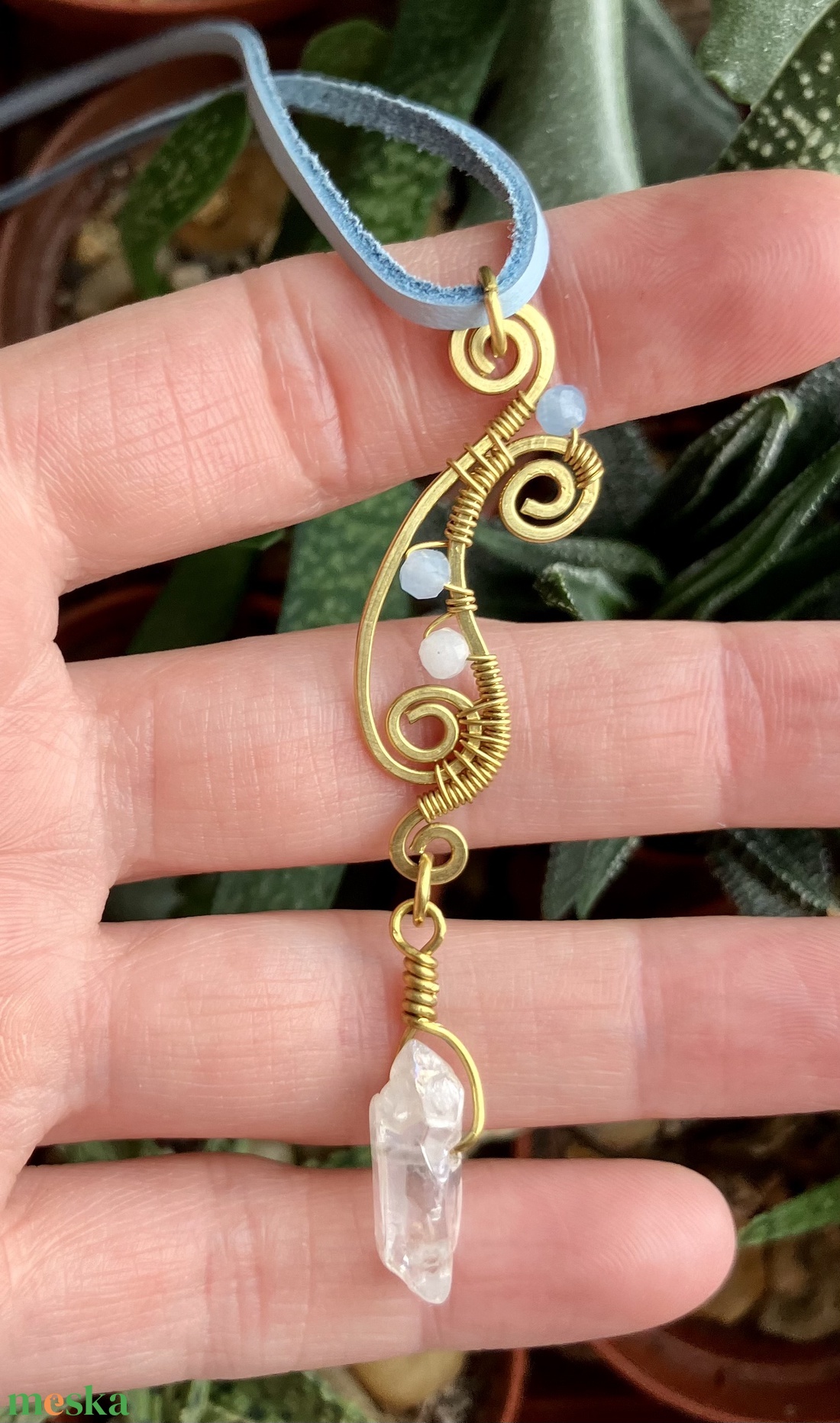 SaraZ // Desert Bloom nyaklánc kvarccal és akvamarinnal - ékszer - nyaklánc - medálos nyaklánc - Meska.hu