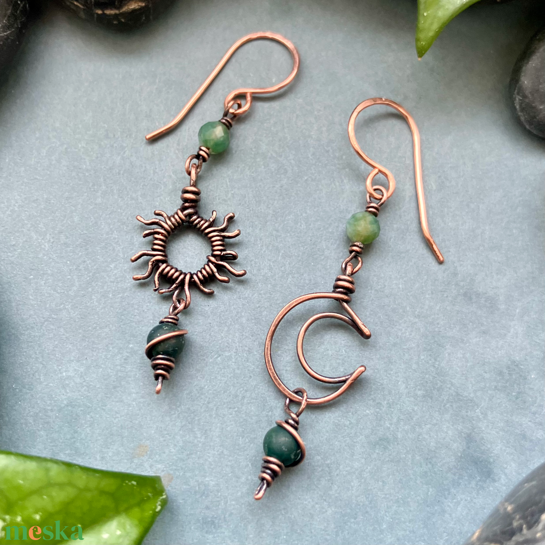 SaraZ // Eclipse Soul fülbevaló indiai acháttal - ékszer - fülbevaló - lógó fülbevaló - Meska.hu