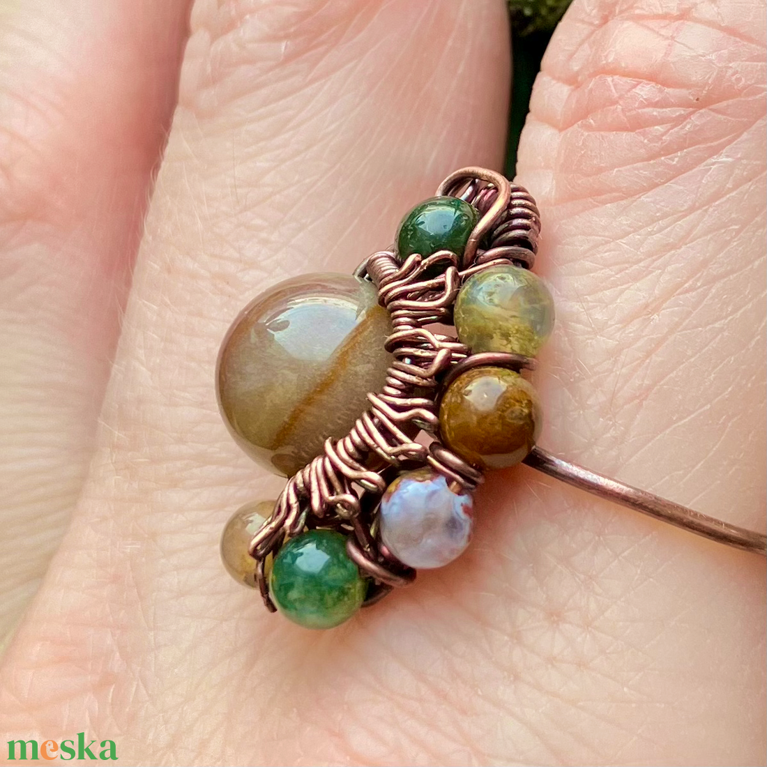 SaraZ // Desert Bloom gyűrű indiai acháttal - ékszer - gyűrű - gyöngyös gyűrű - Meska.hu