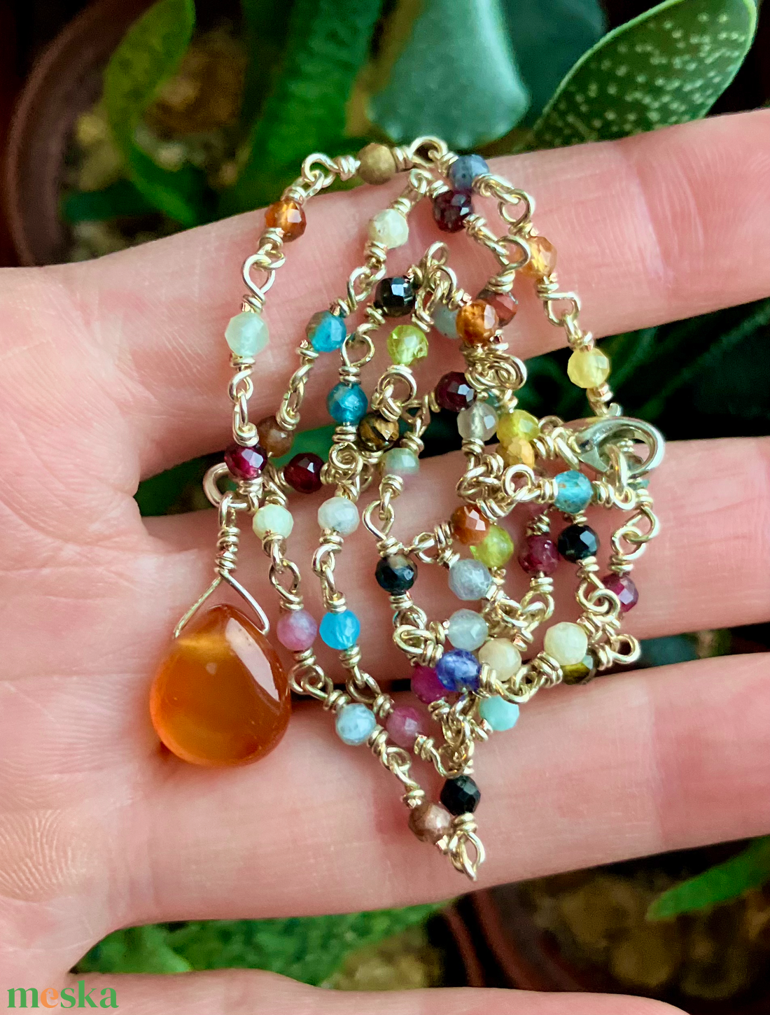 SaraZ // Desert Bloom nyaklánc karneollal - ékszer - nyaklánc - medálos nyaklánc - Meska.hu