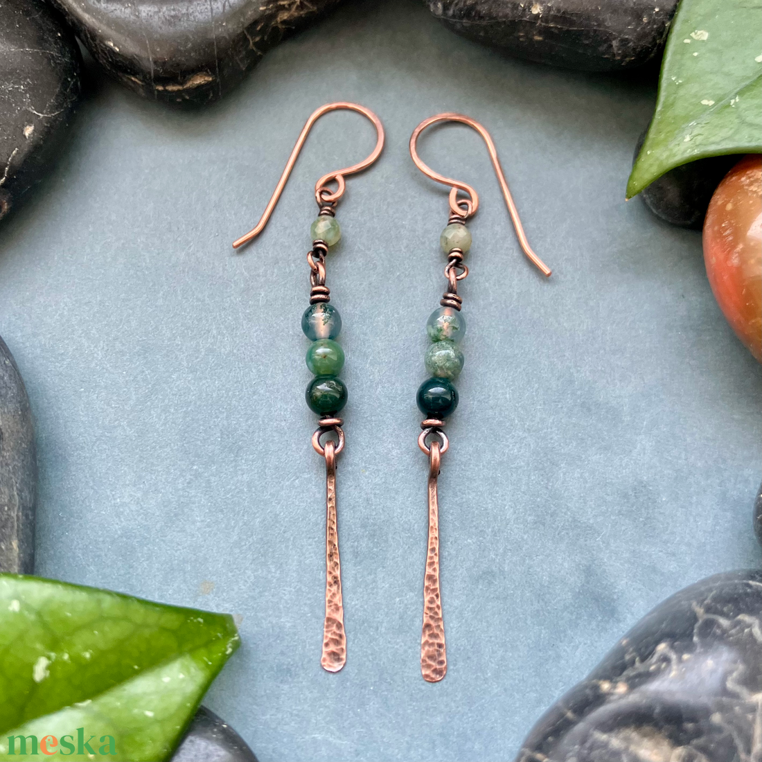 SaraZ // Forest Drop fülbevaló indiai acháttal - ékszer - fülbevaló - lógó fülbevaló - Meska.hu