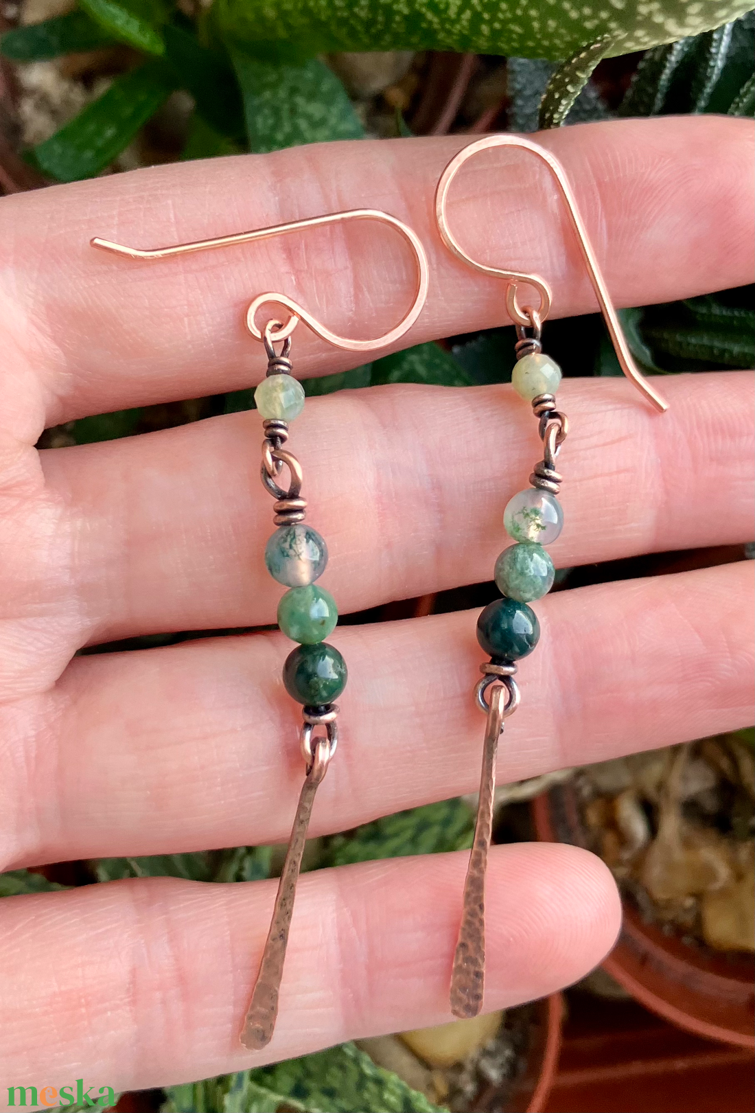 SaraZ // Forest Drop fülbevaló indiai acháttal - ékszer - fülbevaló - lógó fülbevaló - Meska.hu