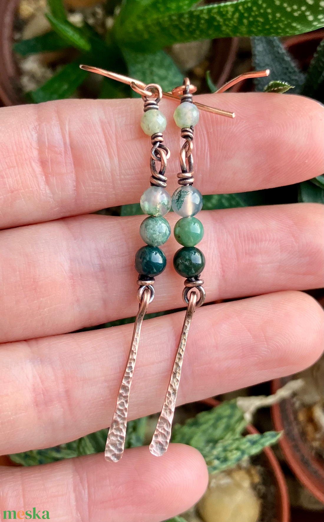 SaraZ // Forest Drop fülbevaló indiai acháttal - ékszer - fülbevaló - lógó fülbevaló - Meska.hu