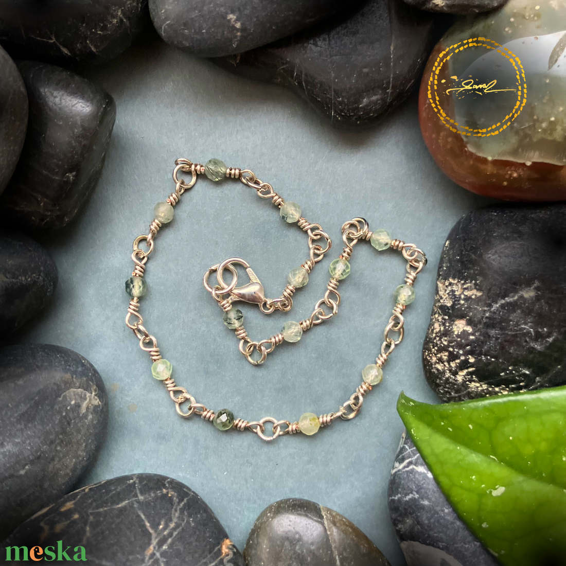 SaraZ // Desert Bloom bokalánc prehnittel - ékszer - lábdísz és testékszer - bokalánc - Meska.hu