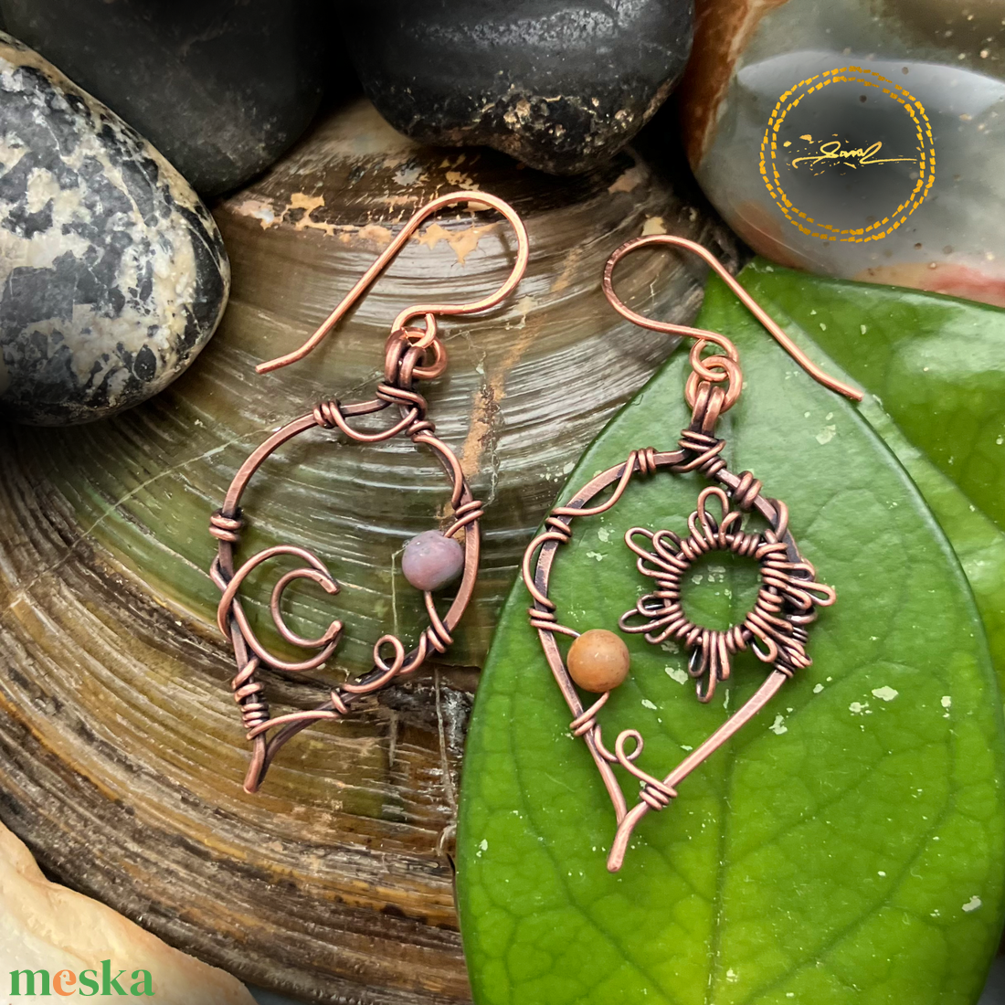 SaraZ // Eclipse Soul fülbevaló indiai acháttal - ékszer - fülbevaló - lógó fülbevaló - Meska.hu