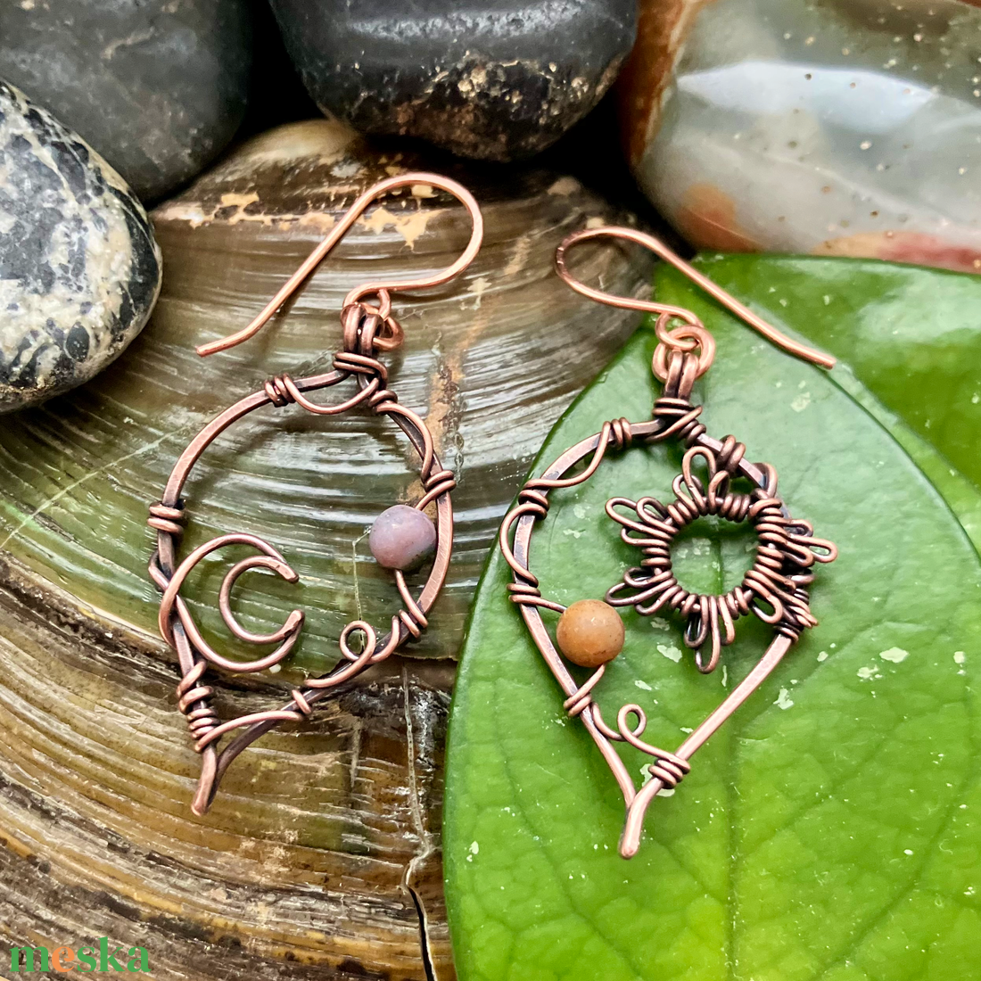 SaraZ // Eclipse Soul fülbevaló indiai acháttal - ékszer - fülbevaló - lógó fülbevaló - Meska.hu