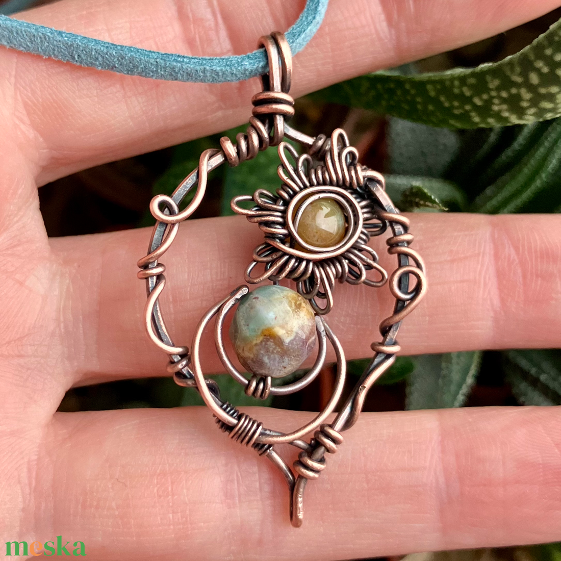 SaraZ // Eclipse Soul nyaklánc indiai acháttal - ékszer - nyaklánc - medálos nyaklánc - Meska.hu