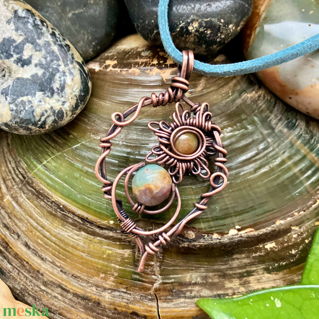 SaraZ // Eclipse Soul nyaklánc indiai acháttal - ékszer - nyaklánc - medálos nyaklánc - Meska.hu