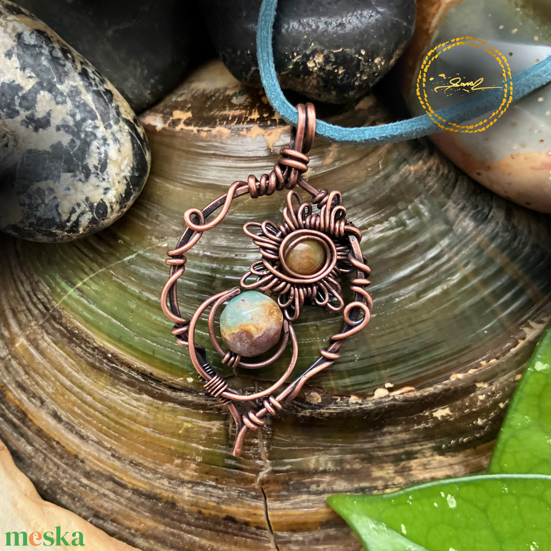 SaraZ // Eclipse Soul nyaklánc indiai acháttal - ékszer - nyaklánc - medálos nyaklánc - Meska.hu