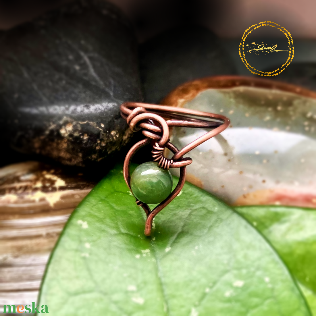 SaraZ // Forest Drop gyűrű indiai acháttal - ékszer - gyűrű - gyöngyös gyűrű - Meska.hu