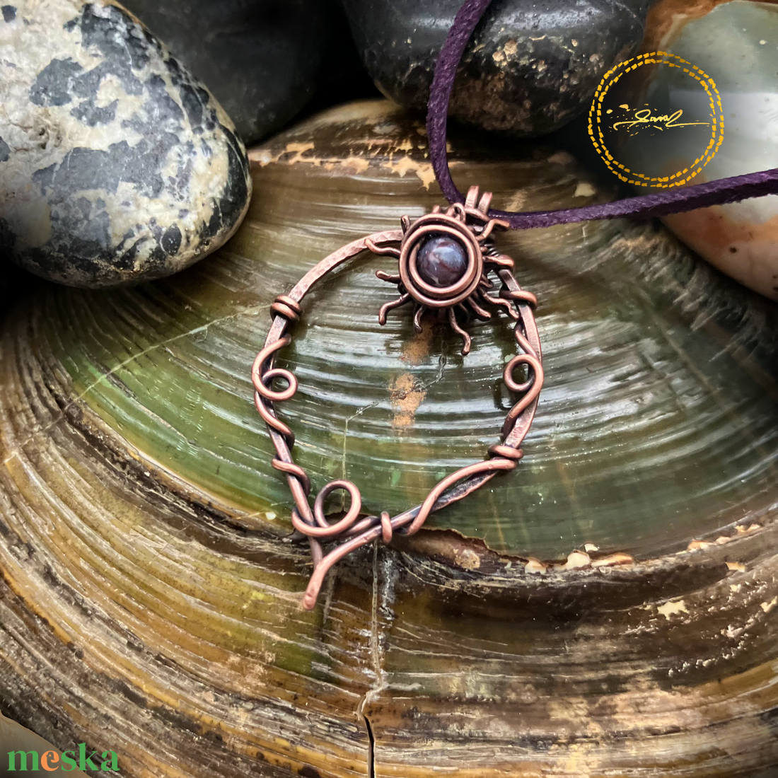 SaraZ // Forest Drop nyaklánc indiai acháttal - ékszer - nyaklánc - medálos nyaklánc - Meska.hu