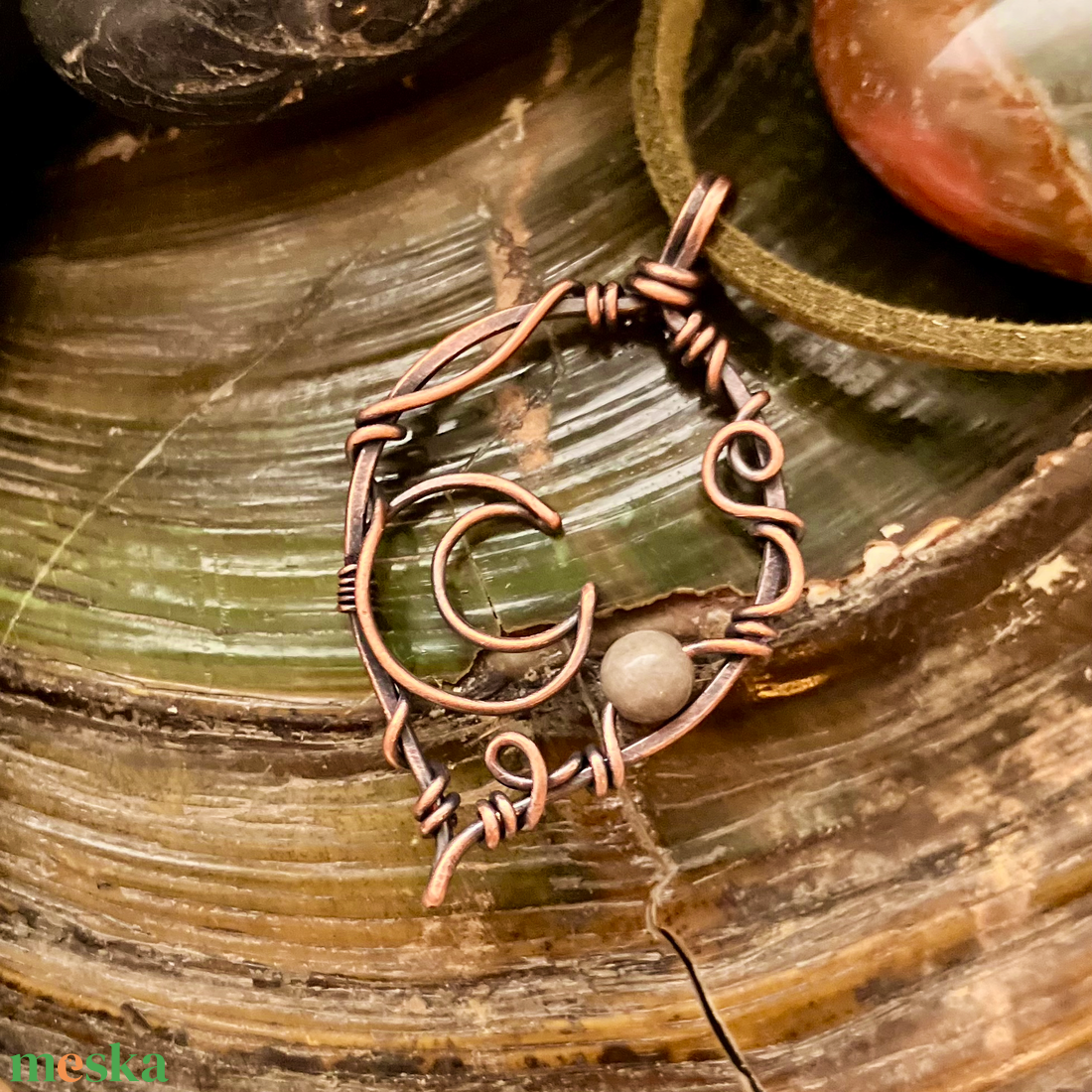 SaraZ // Eclipse Soul - Hold nyaklánc indiai acháttal - ékszer - nyaklánc - medálos nyaklánc - Meska.hu