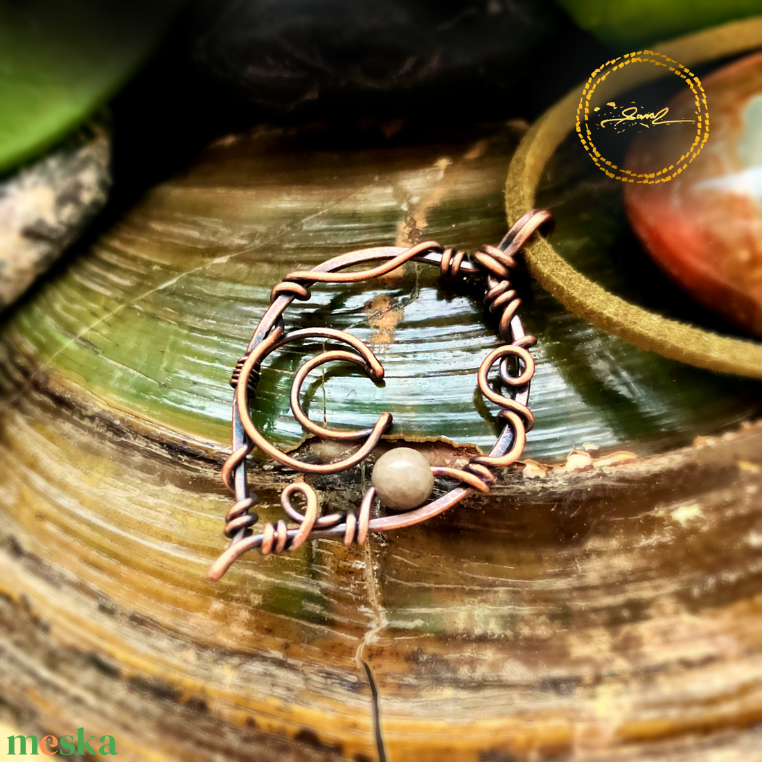 SaraZ // Eclipse Soul - Hold nyaklánc indiai acháttal - ékszer - nyaklánc - medálos nyaklánc - Meska.hu