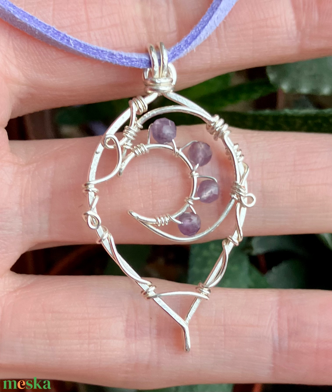 SaraZ // Eclipse Soul - Hold nyaklánc ametiszttel - ékszer - nyaklánc - medálos nyaklánc - Meska.hu