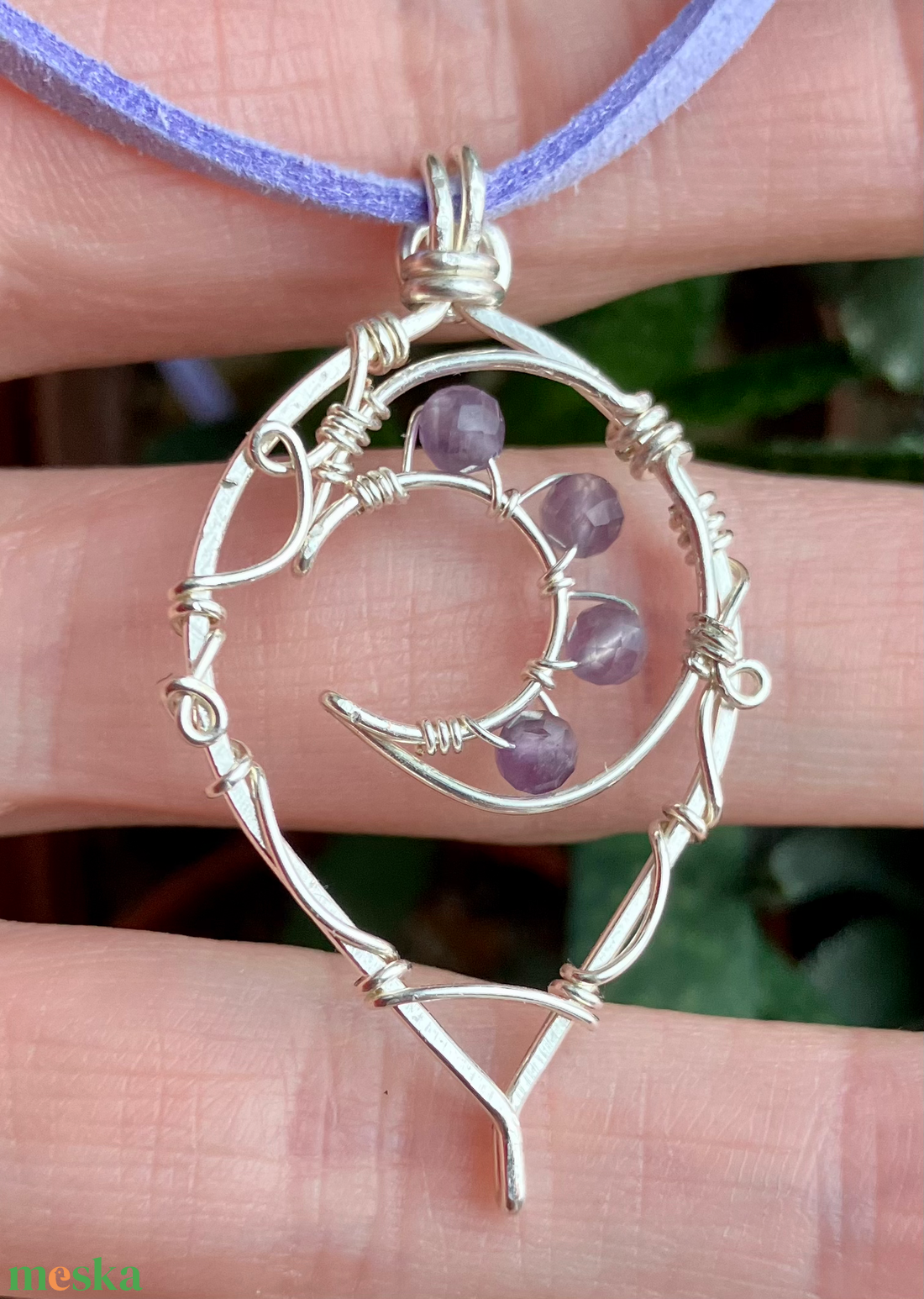 SaraZ // Eclipse Soul - Hold nyaklánc ametiszttel - ékszer - nyaklánc - medálos nyaklánc - Meska.hu